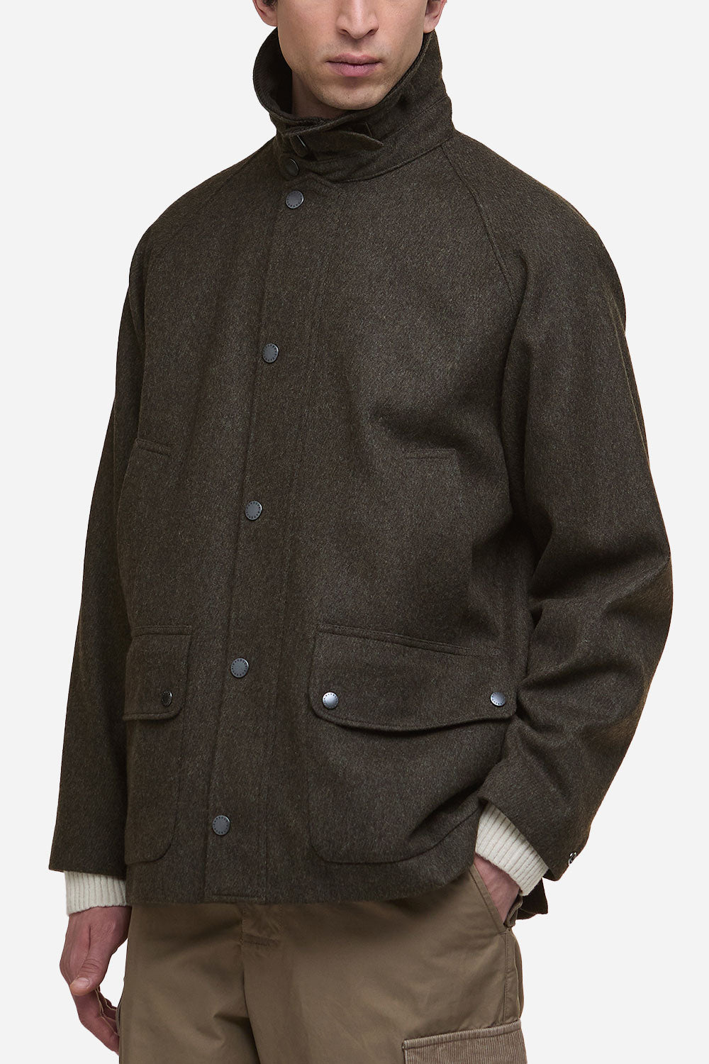 Chaqueta de lana Bedale modificada de Barbour (Oliva)