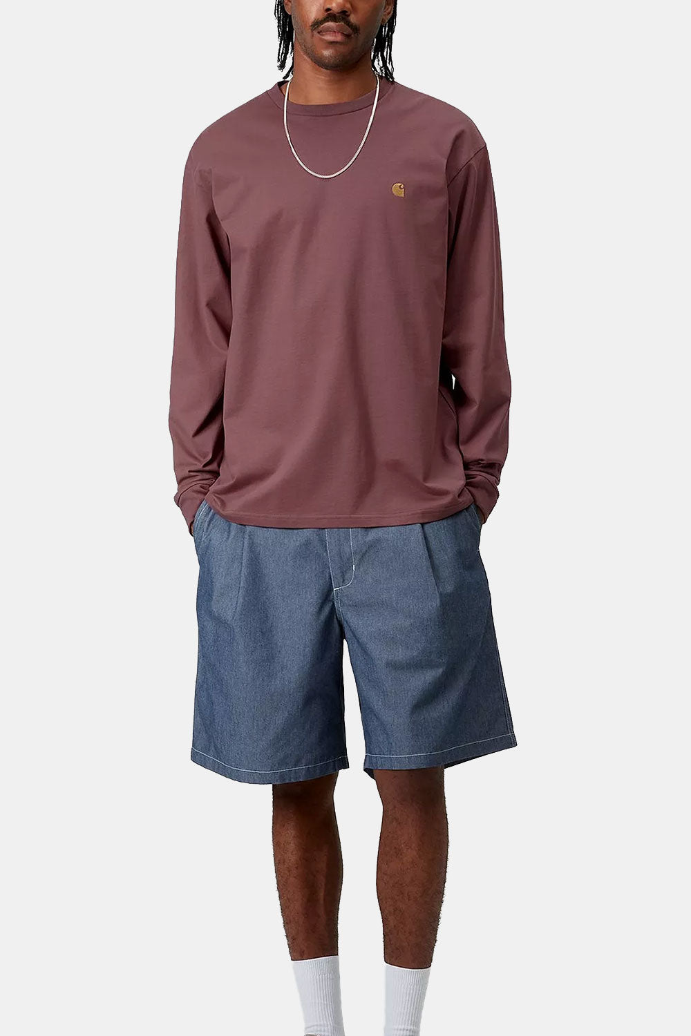 Carhartt WIP Long Sleeve Chase T-Shirt (Dusky Pink/Gold)