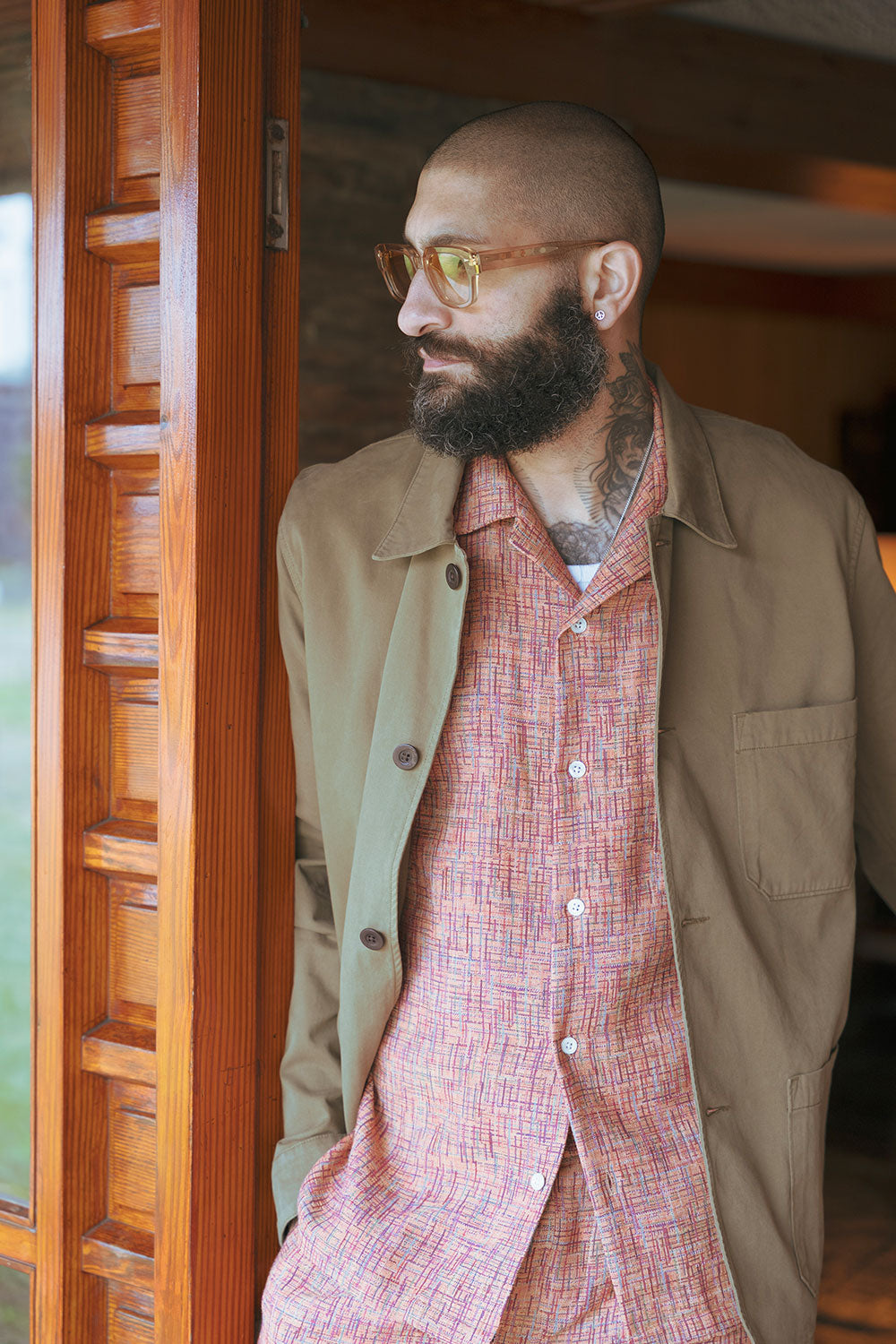 Camisa de boucle de franela portuguesa (estampado de uva)