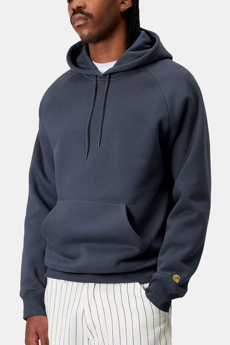 Carhartt WIP Hooded Chase Sweat (Dusky Blue/Gold) | Sweaters