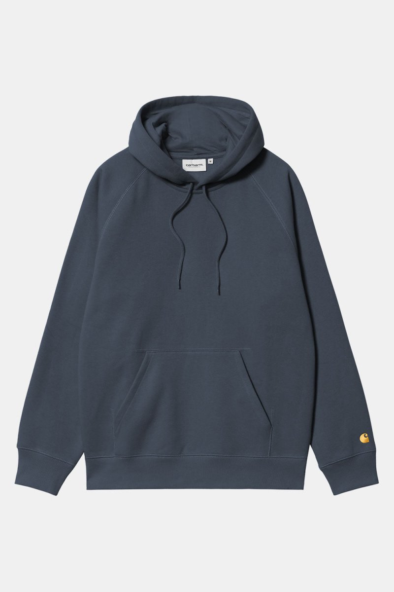 Carhartt WIP Hooded Chase Sweat (Dusky Blue/Gold) | Sweaters