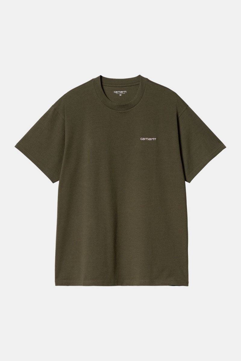 Carhartt WIP Short Sleeve Script Embroidery T-Shirt (Turtle/Air Pink) | T-Shirts