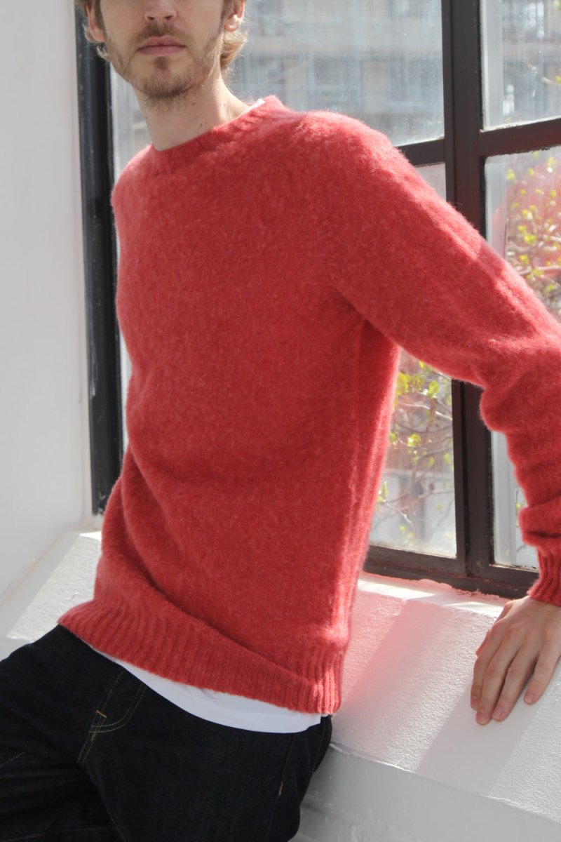 Half Dozen Super-Soft Double Brushed Crew Neck Knitted Jumper (Salmon) | Knitwear