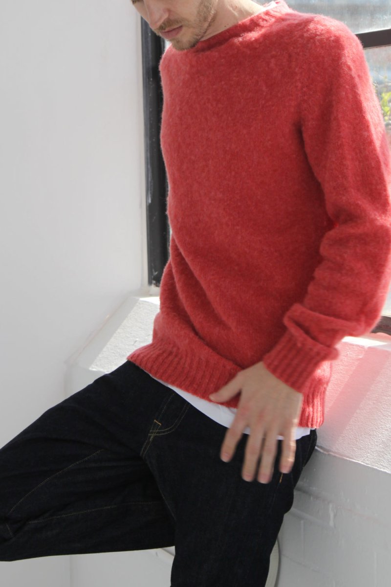 Half Dozen Super-Soft Double Brushed Crew Neck Knitted Jumper (Salmon) | Knitwear