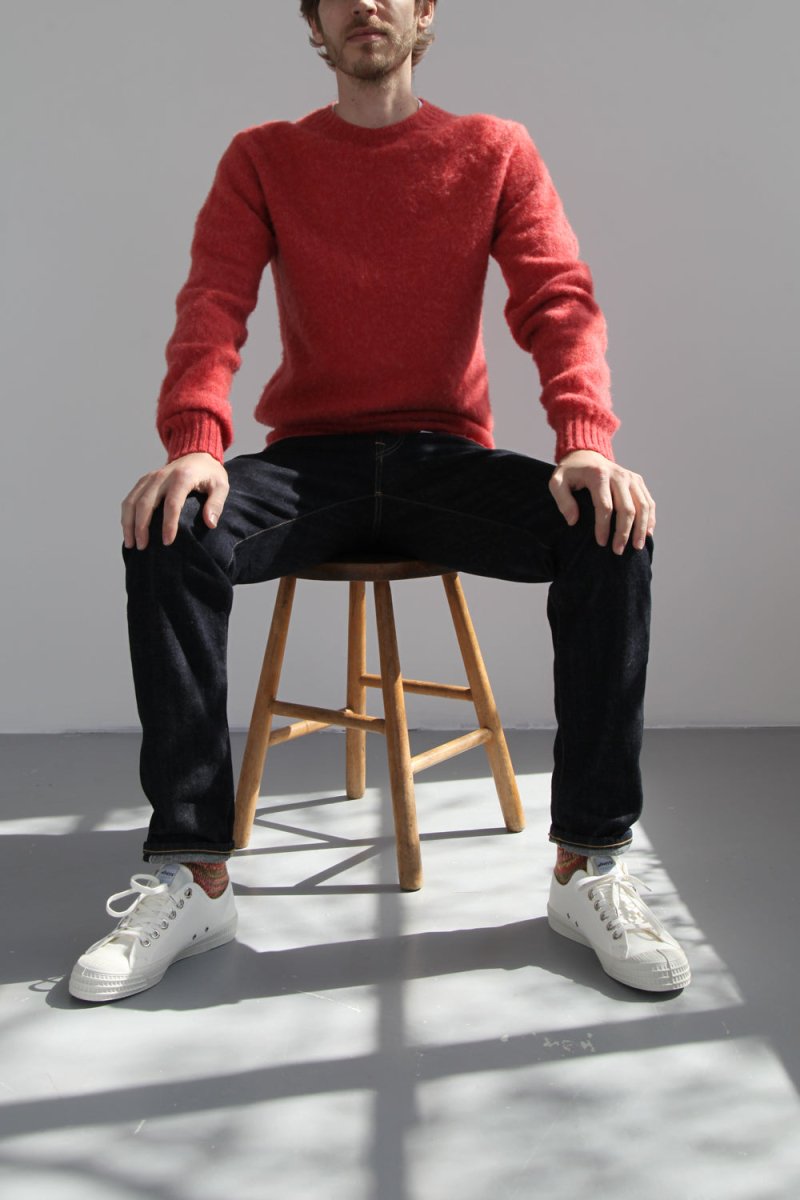Half Dozen Super-Soft Double Brushed Crew Neck Knitted Jumper (Salmon) | Knitwear
