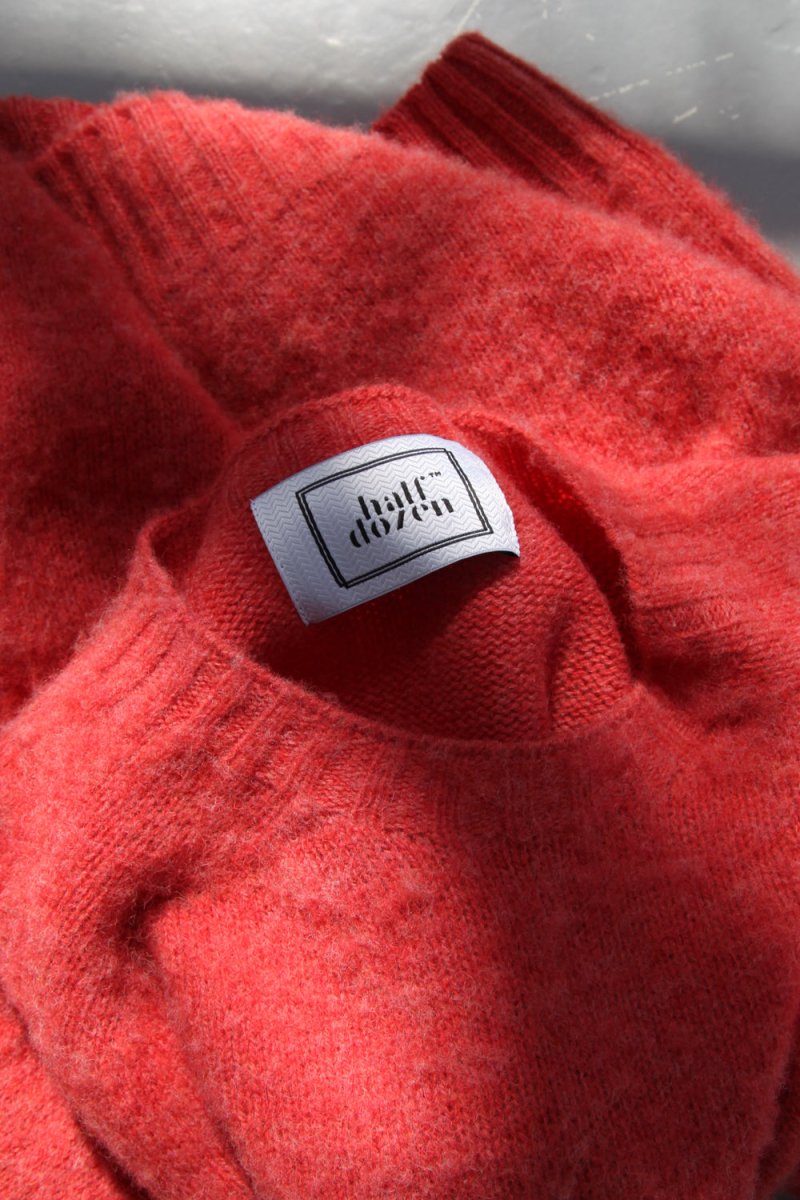 Half Dozen Super-Soft Double Brushed Crew Neck Knitted Jumper (Salmon) | Knitwear