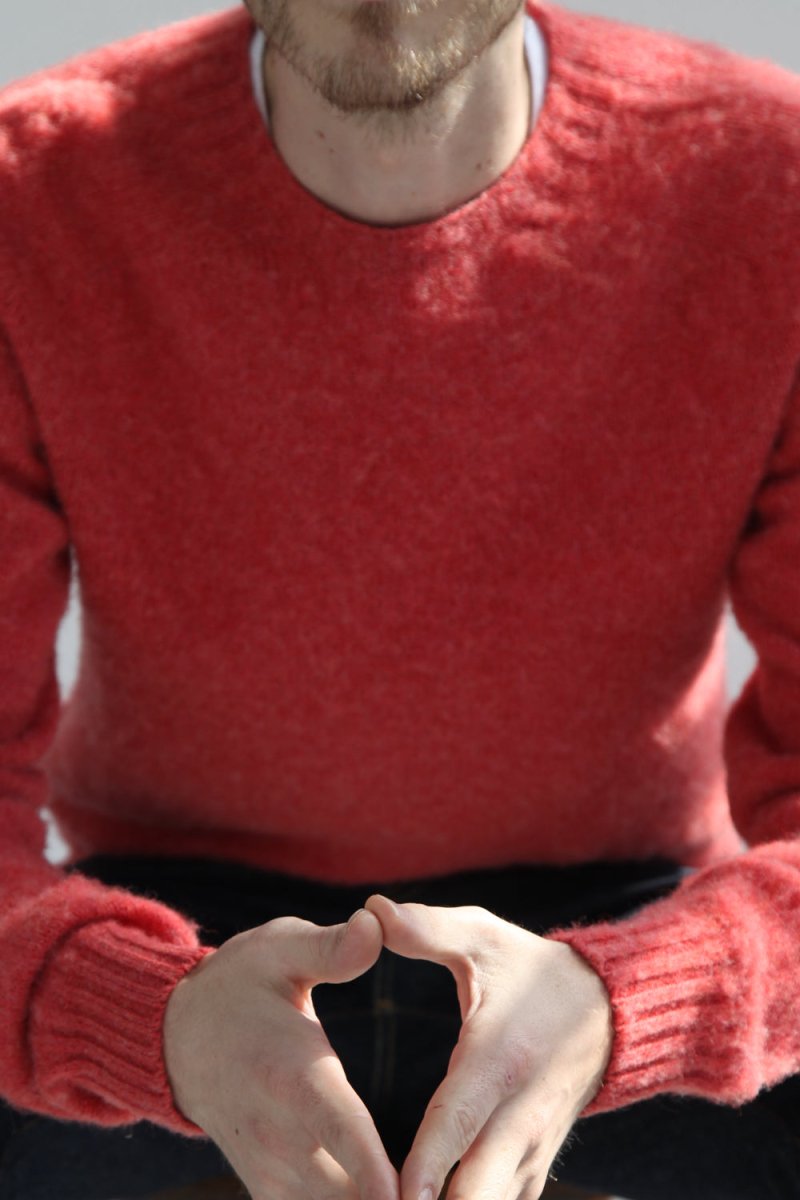 Half Dozen Super-Soft Double Brushed Crew Neck Knitted Jumper (Salmon) | Knitwear