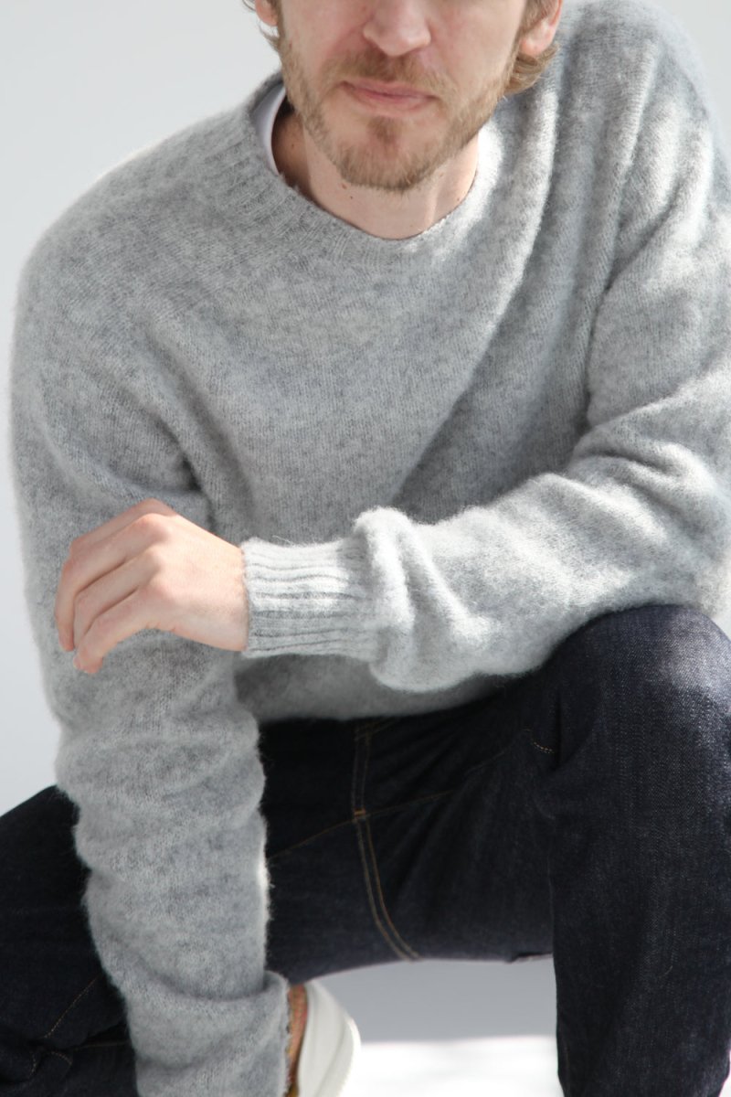 Half-Dozen Double Brushed Crew Neck Knitted Jumper - Silver Grey
