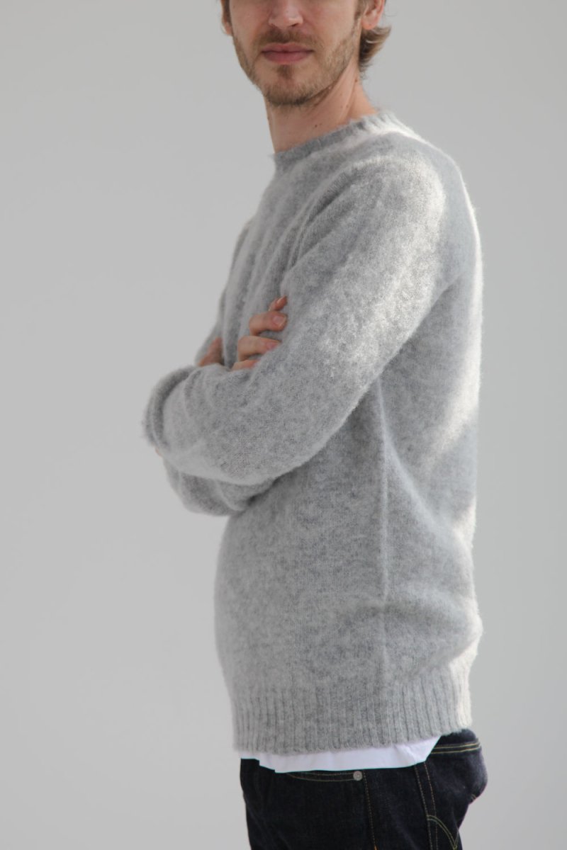 Half-Dozen Double Brushed Crew Neck Knitted Jumper - Silver Grey