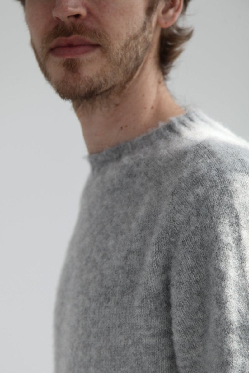 Half-Dozen Double Brushed Crew Neck Knitted Jumper - Silver Grey