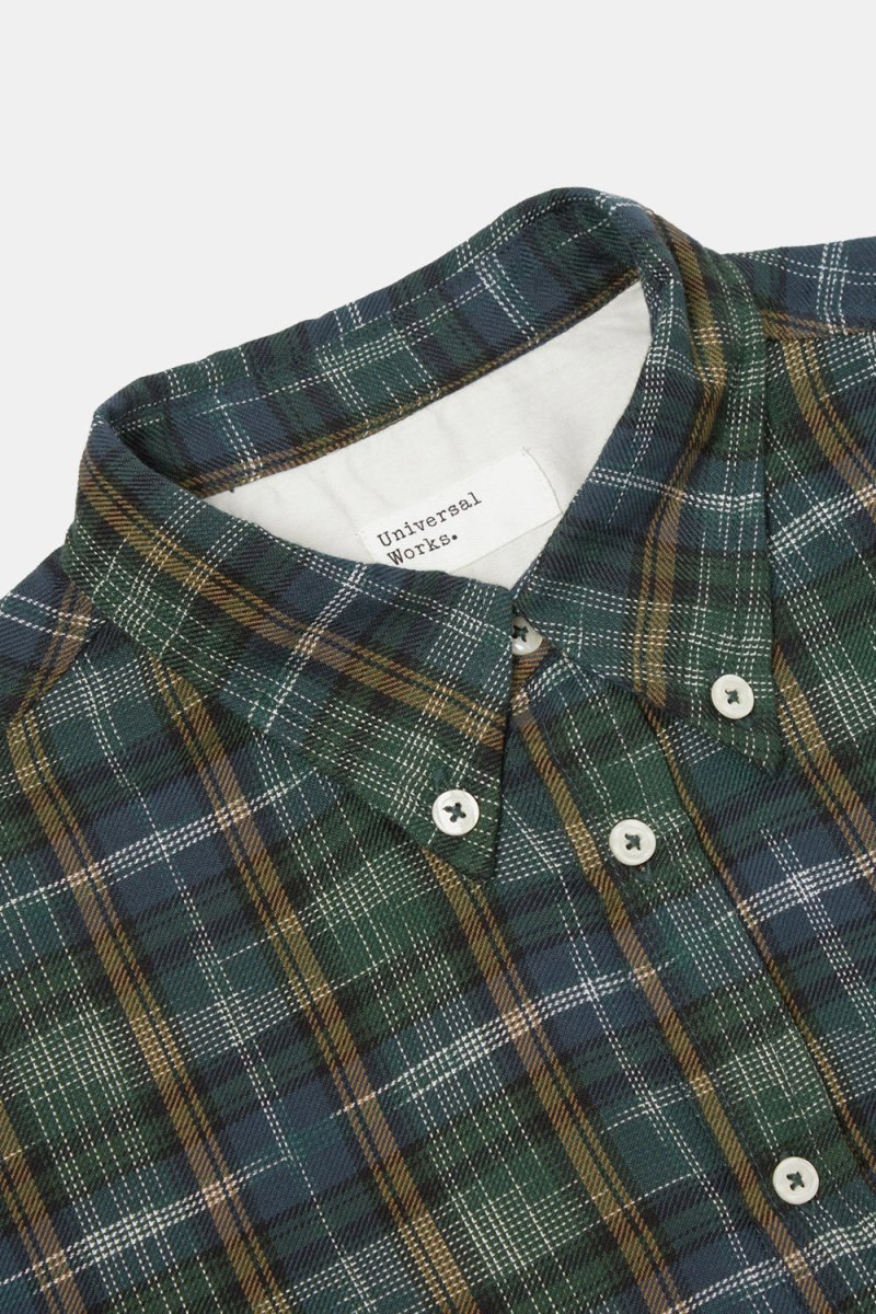 Universal Works Daybrook Shirt (Green Ikat Twill Check) | Shirts