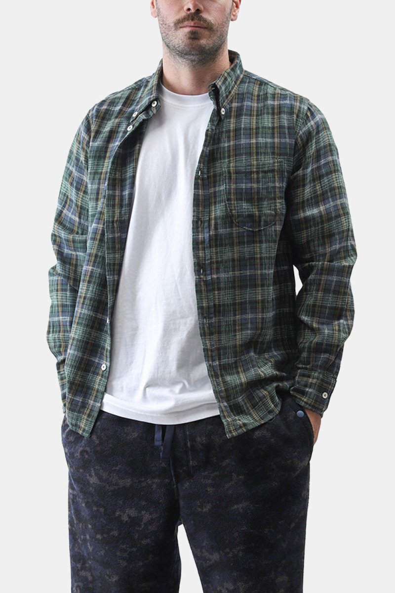 Universal Works Daybrook Shirt (Green Ikat Twill Check) | Shirts