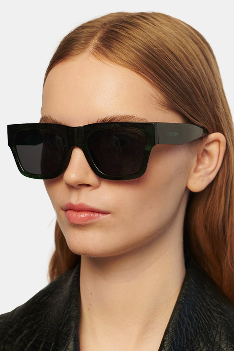 A Kjaerbede Agnes Big Frame Sunglasses (Green Marble Transparent) | Sunglasses