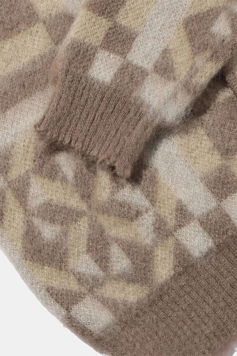 Anonymous Ism American Knit Quilt Cardigan (Multi Khaki) | Knitwear