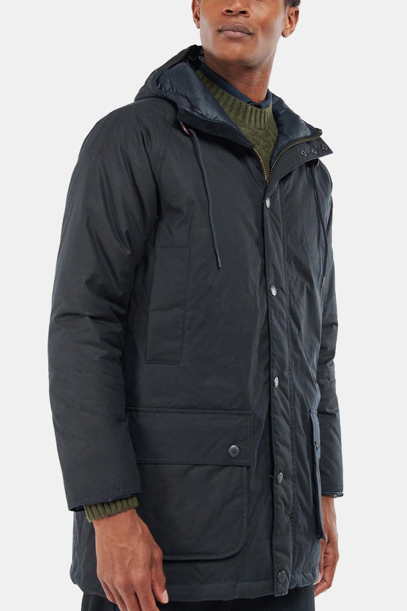 Barbour Hooded Beaufort Waxed Jacket (Navy/Olive Night) | Jackets