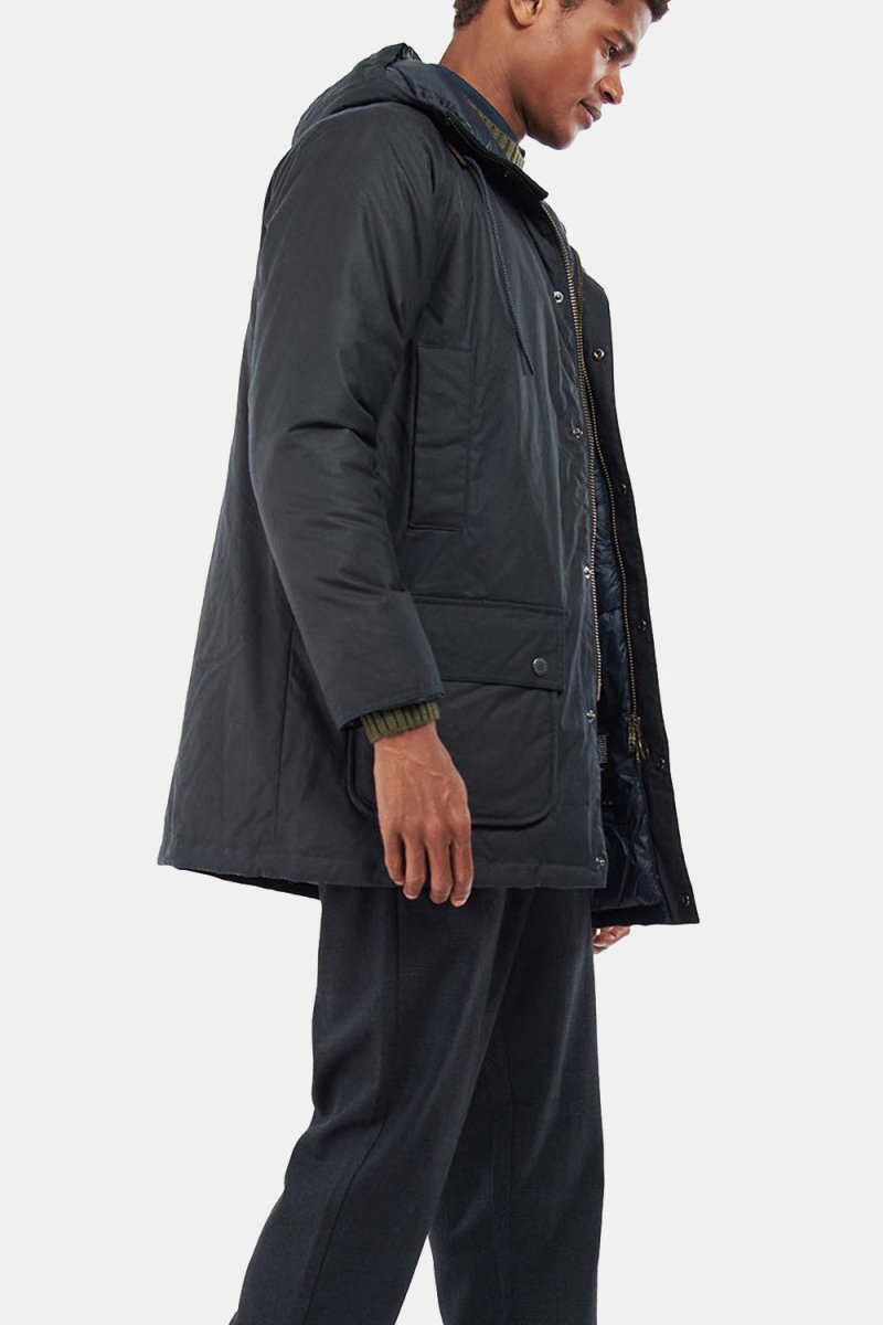 Barbour Hooded Beaufort Waxed Jacket (Navy/Olive Night) | Jackets