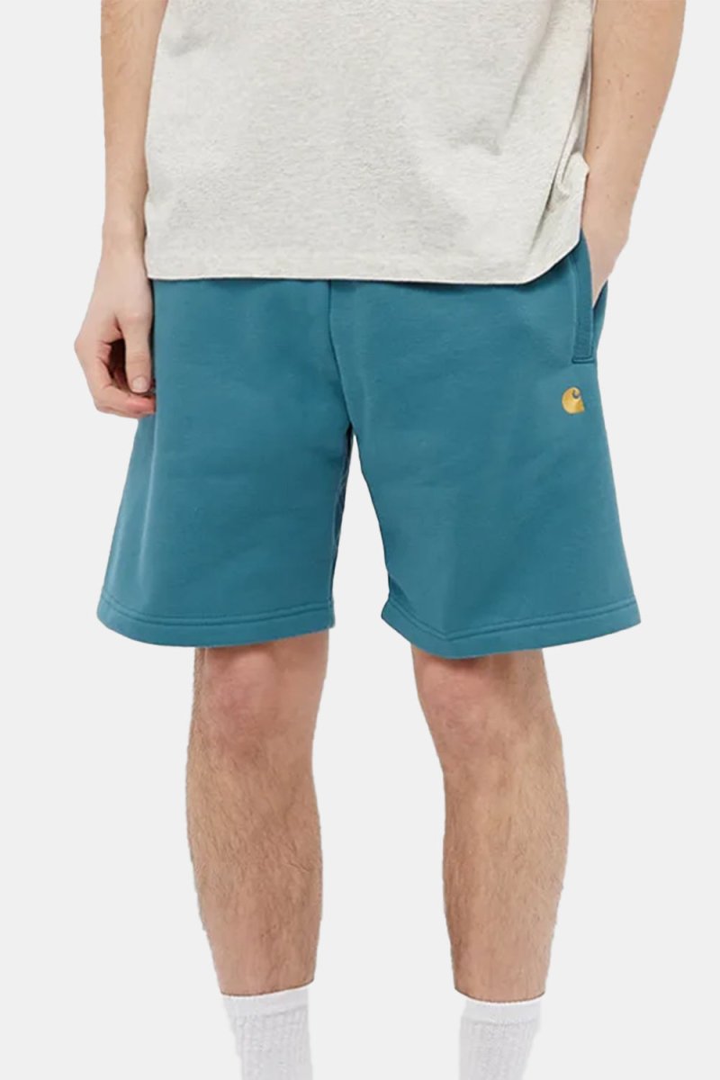 Carhartt WIP Chase Sweat Shorts (Hydro & Gold) | Shorts