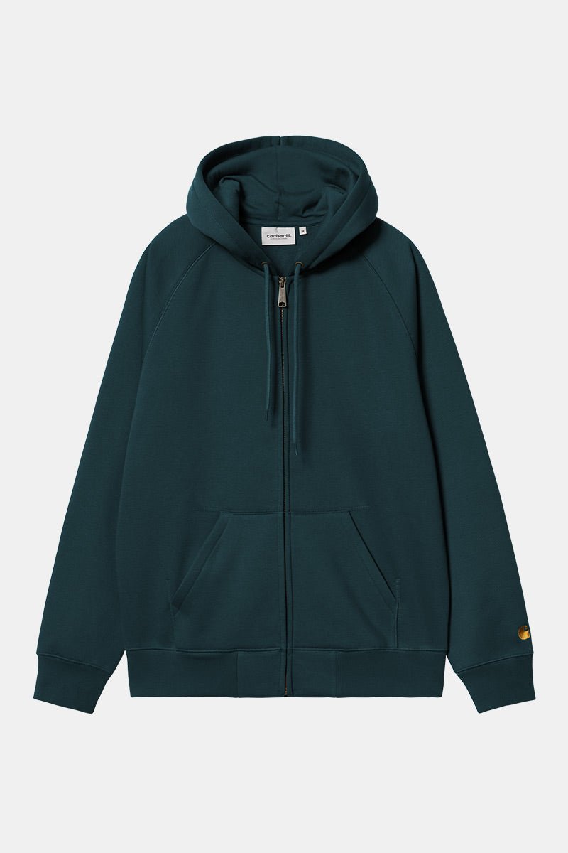 Carhartt WIP Hooded Chase Jacket (Duck Blue/Gold) | Sweaters