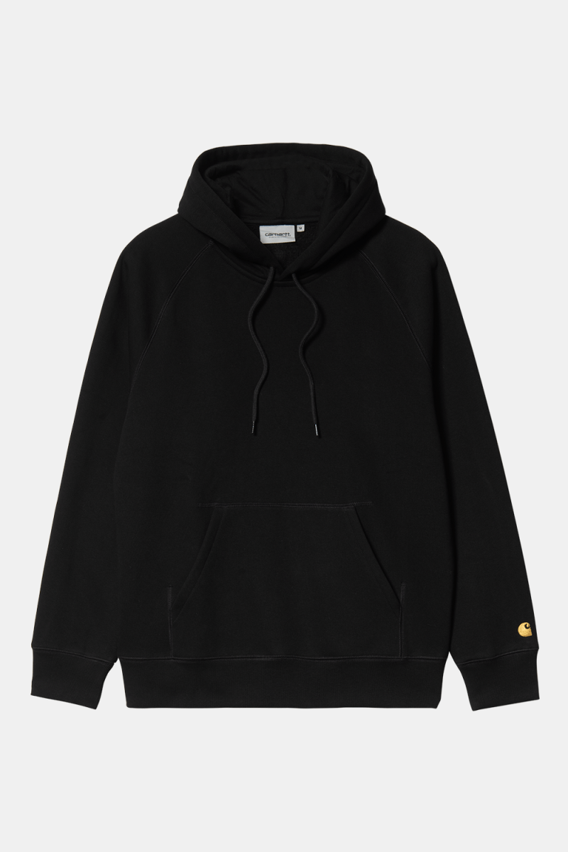 Carhartt WIP Hooded Chase Sweatshirt (Black/Gold) | Sweaters