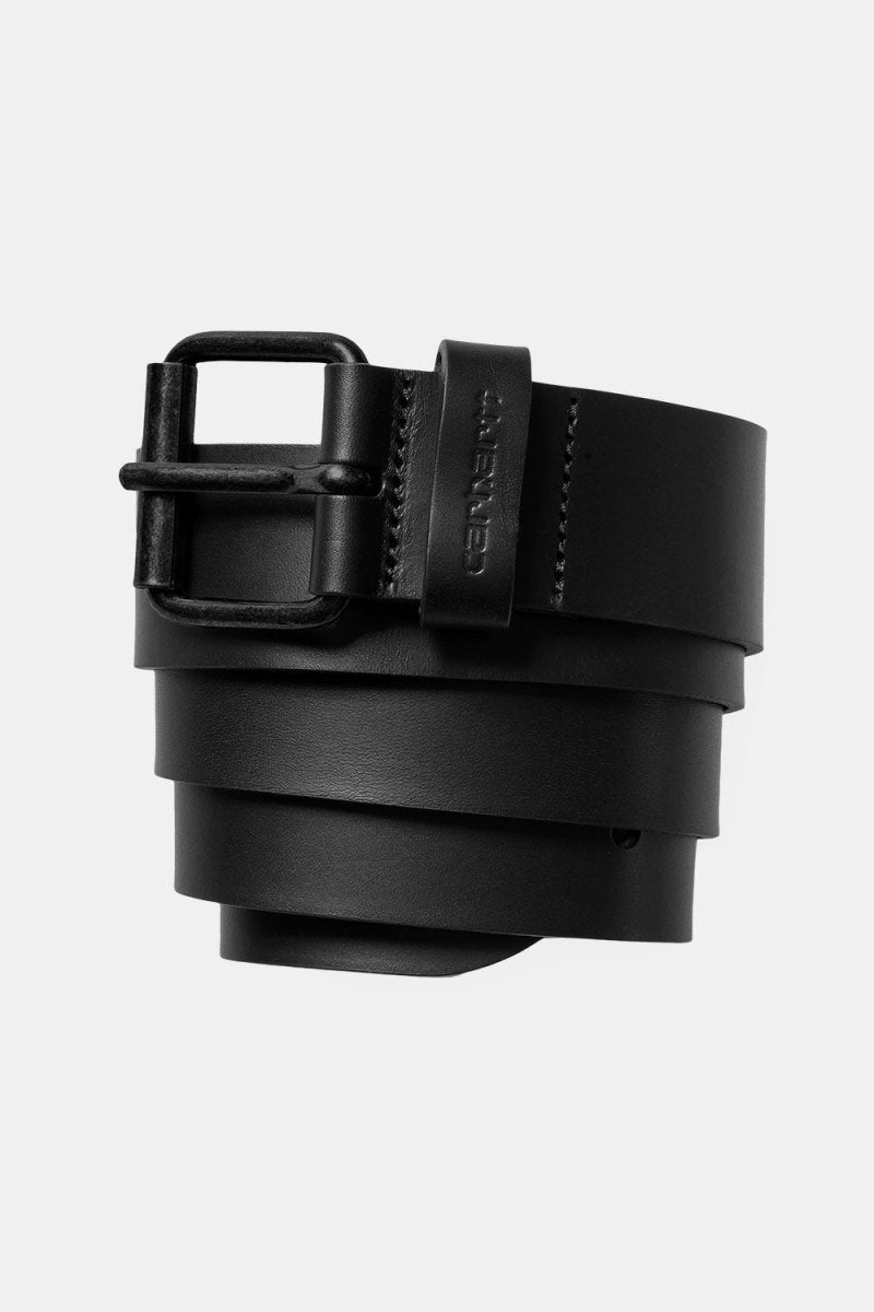 Carhartt WIP Script Belt Leather Belt (Black/Black) | Belts