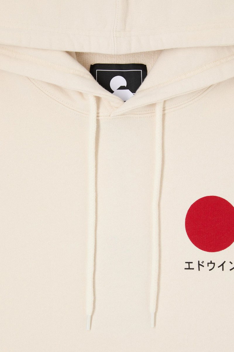 Edwin Japanese Sun Hooded Sweatshirt (Whisper White) | Sweaters