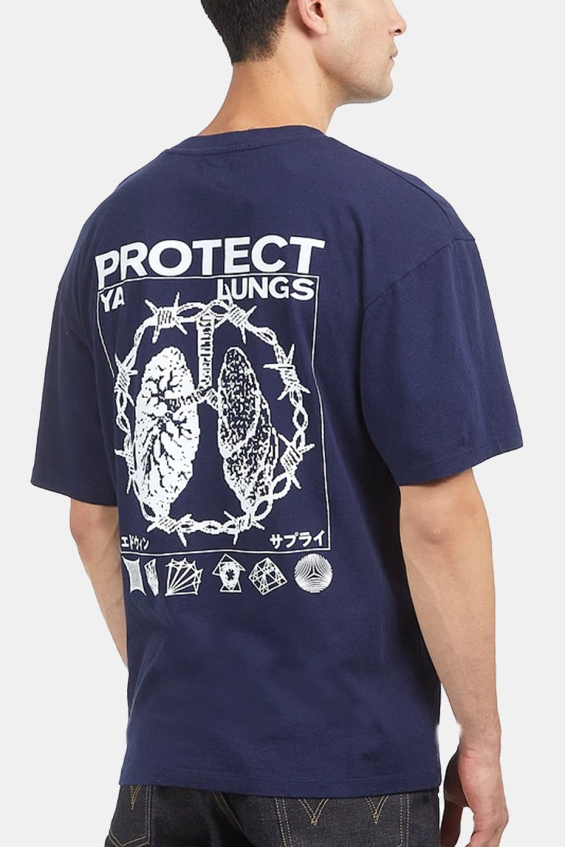 Edwin Protect Ya Lungs T-Shirt (Maritime) | T-Shirts