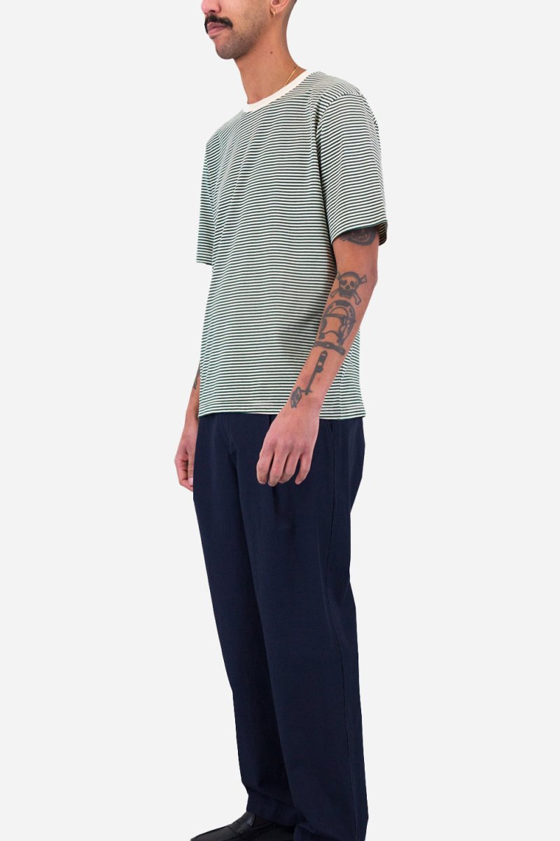 Folk 1x1 Stripe T-Shirt (Phthalo Green/Ecru) | Shirts