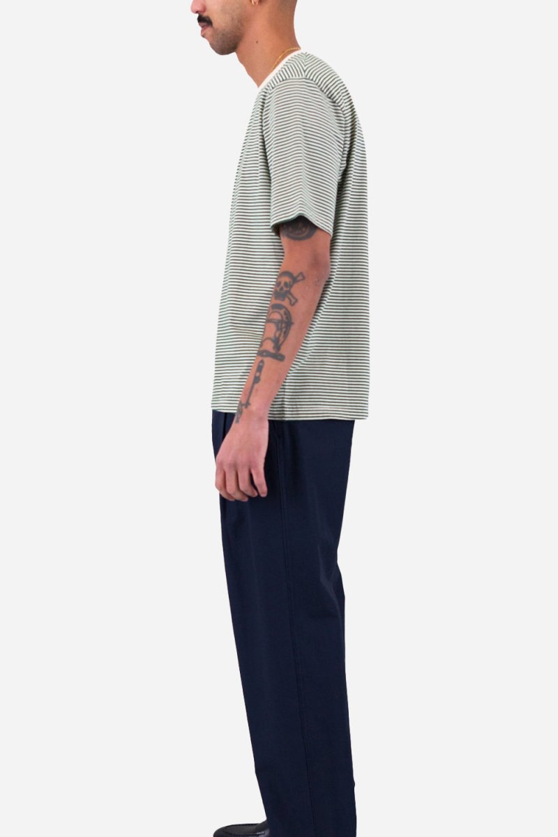 Folk 1x1 Stripe T-Shirt (Phthalo Green/Ecru) | Shirts