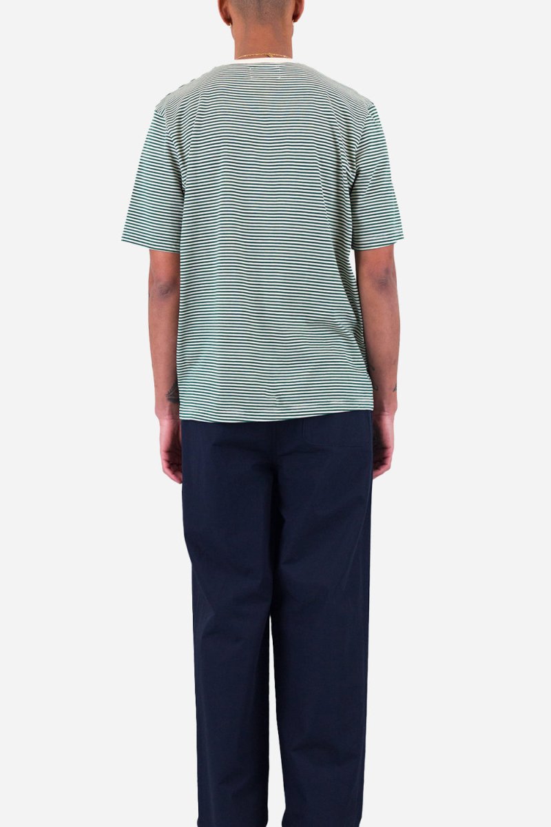 Folk 1x1 Stripe T-Shirt (Phthalo Green/Ecru) | Shirts