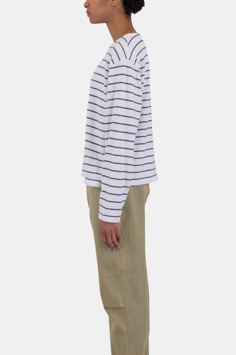 Folk Textured Stripe T-Shirt (Off White/Soft Blue) | Shirts