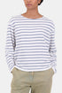 Camiseta con rayas texturizadas Folk (Blanco apagado/Azul suave) | Camisas