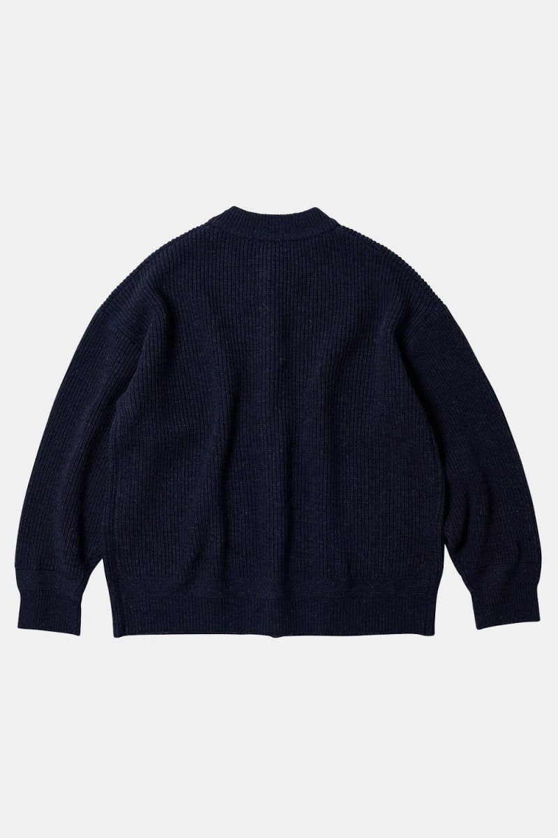 Frizmworks Heavy Wool Round Cardigan (Navy) | Sweaters