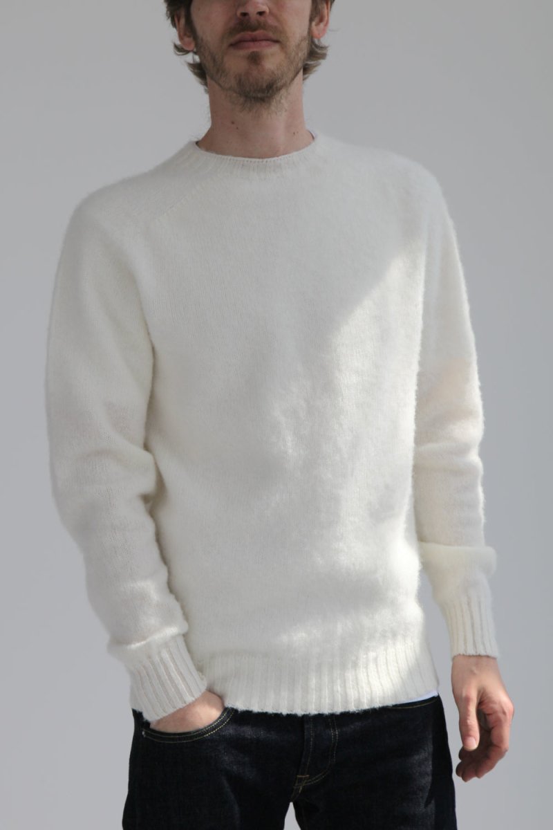 Half Dozen Shaggy Double-Brushed Crew (Winter White) | Knitwear