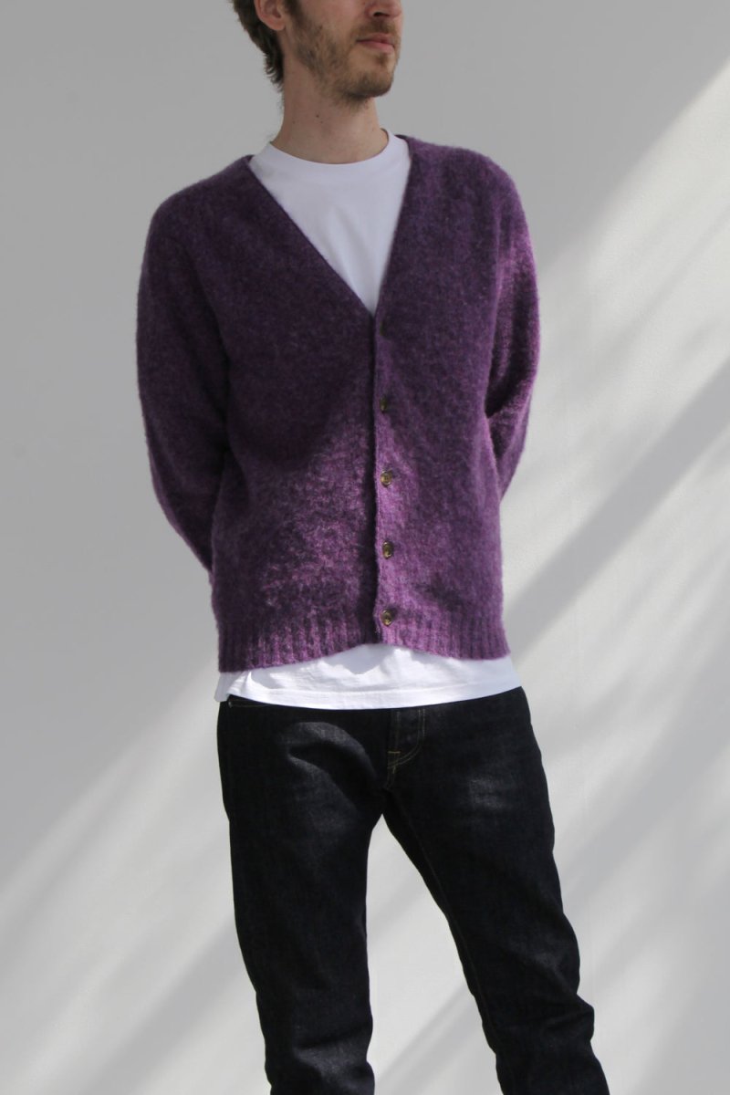 Half Dozen Shaggy Supersoft Brushed Cardigan (Heather Purple) | Knitwear