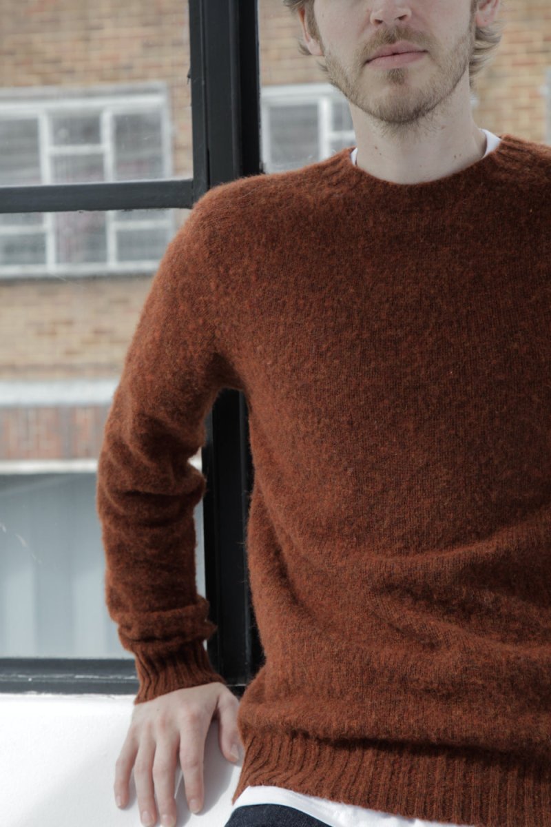 Half Dozen Super-Soft Double Brushed Crew Neck Knitted Jumper (Rust) | Knitwear