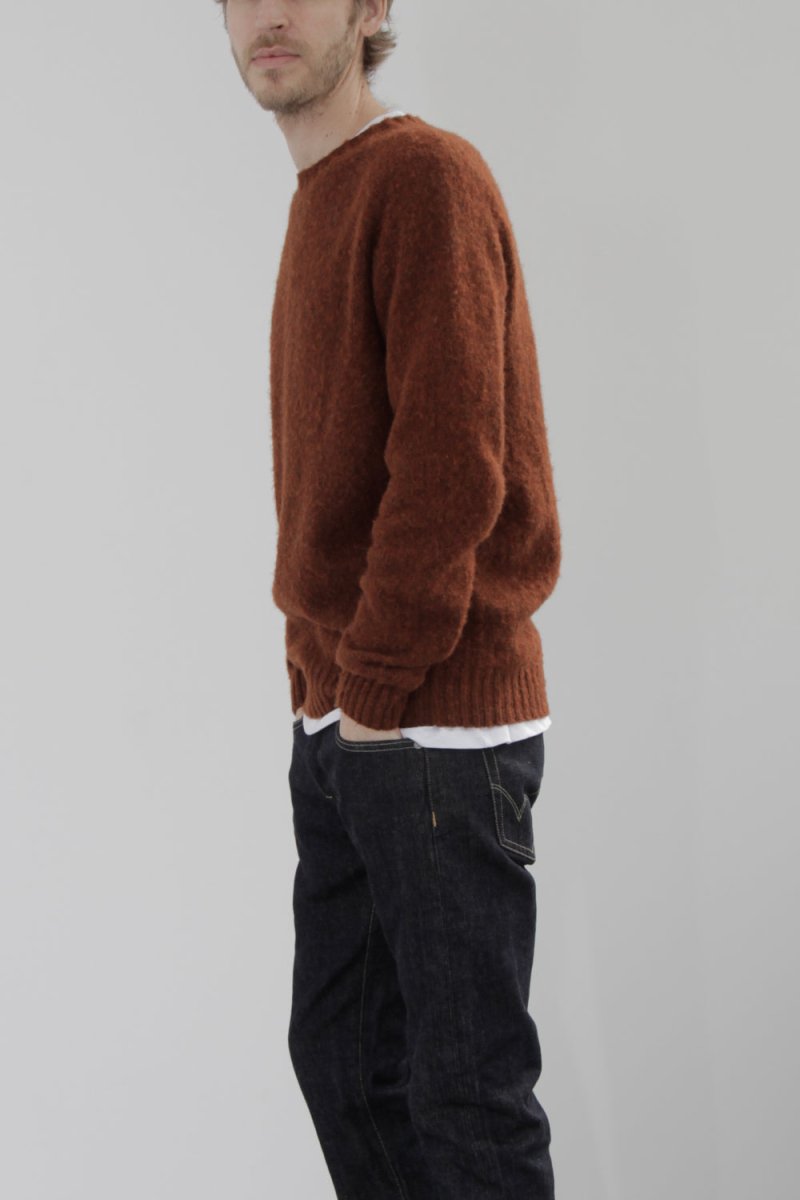 Half Dozen Super-Soft Double Brushed Crew Neck Knitted Jumper (Rust) | Knitwear