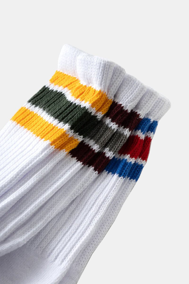 Healthknit 3 Pack 3 Line Crew Socks (Red/Green/Grey) | Socks