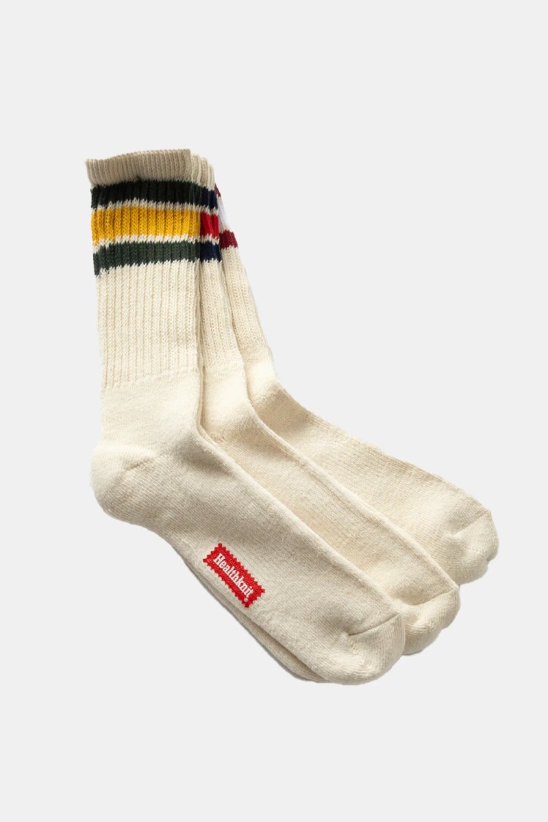 Healthknit 3 Pack 3 Line Crew Socks (White/Yellow/Red) | Socks