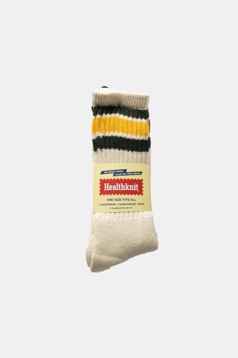 Healthknit 3 Pack 3 Line Crew Socks (White/Yellow/Red) | Socks