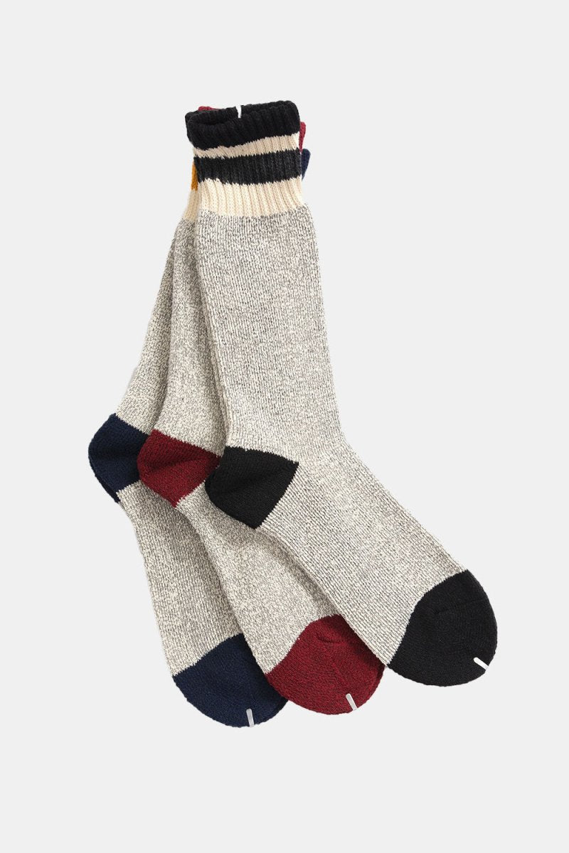 Healthknit 3 Pack Stripe Crew Socks (Grey Multi) | Socks