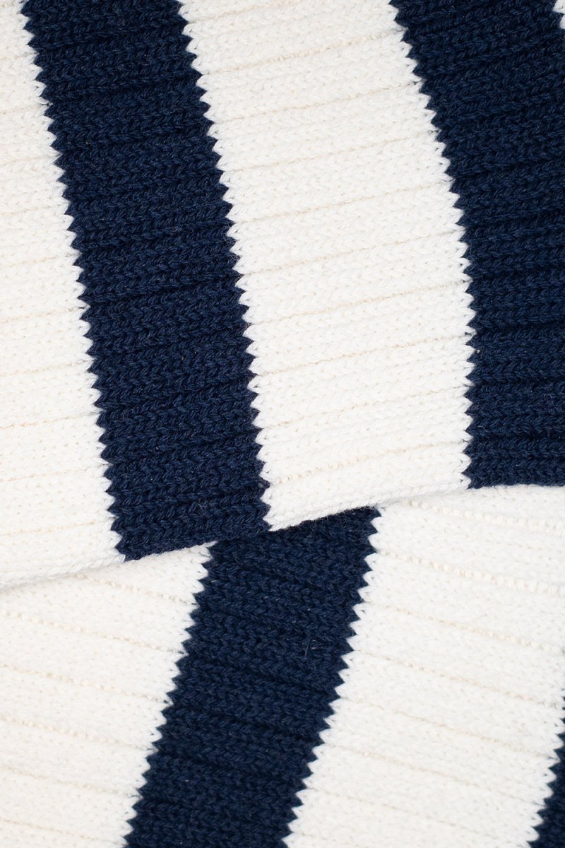 Kinari Recycled Cotton Mix Chunky Stripes Crew (Ecru/Navy) | Socks