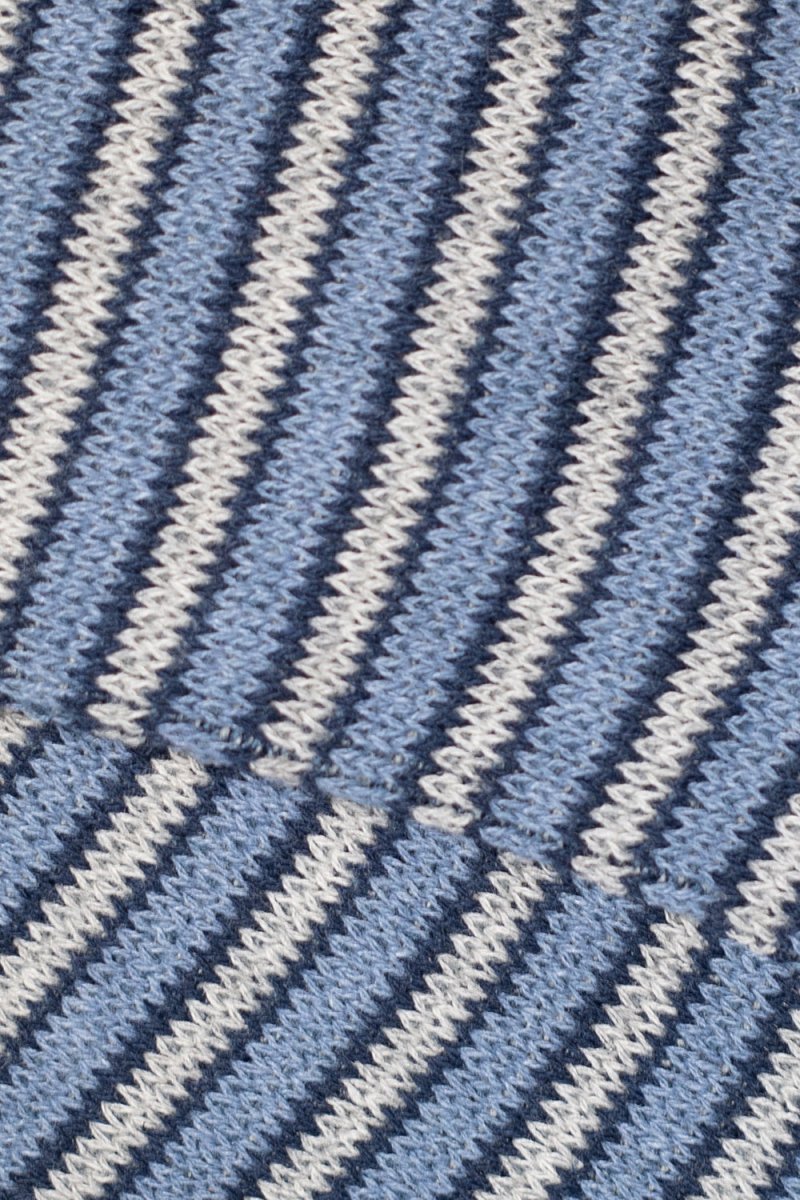 Kinari Recycled Cotton Rib Stripes Crew (Blue) | Socks