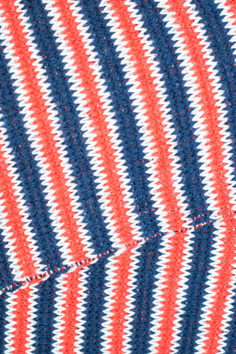 Kinari Recycled Cotton Rib Stripes Crew (Navy/Red) | Socks