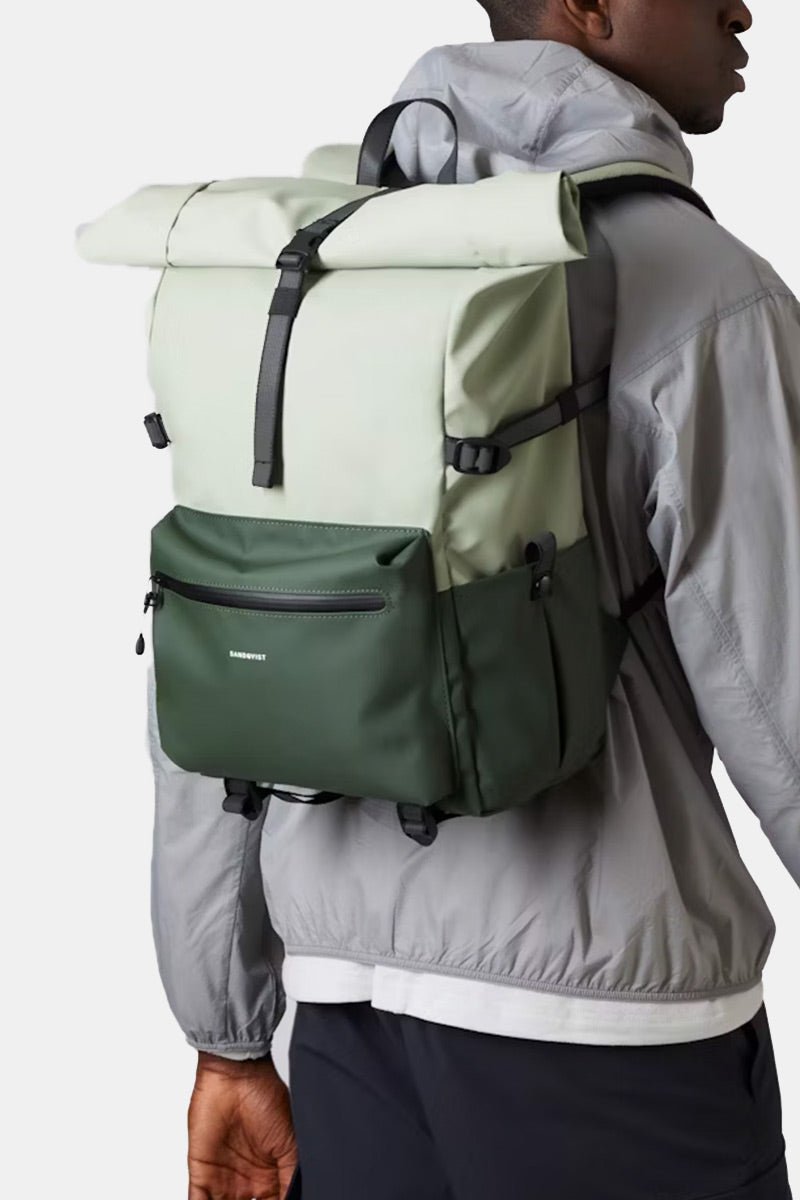 Sandqvist Ruben 2.0 Water - Resistant Rolltop Backpack (Multi Green) | Bags