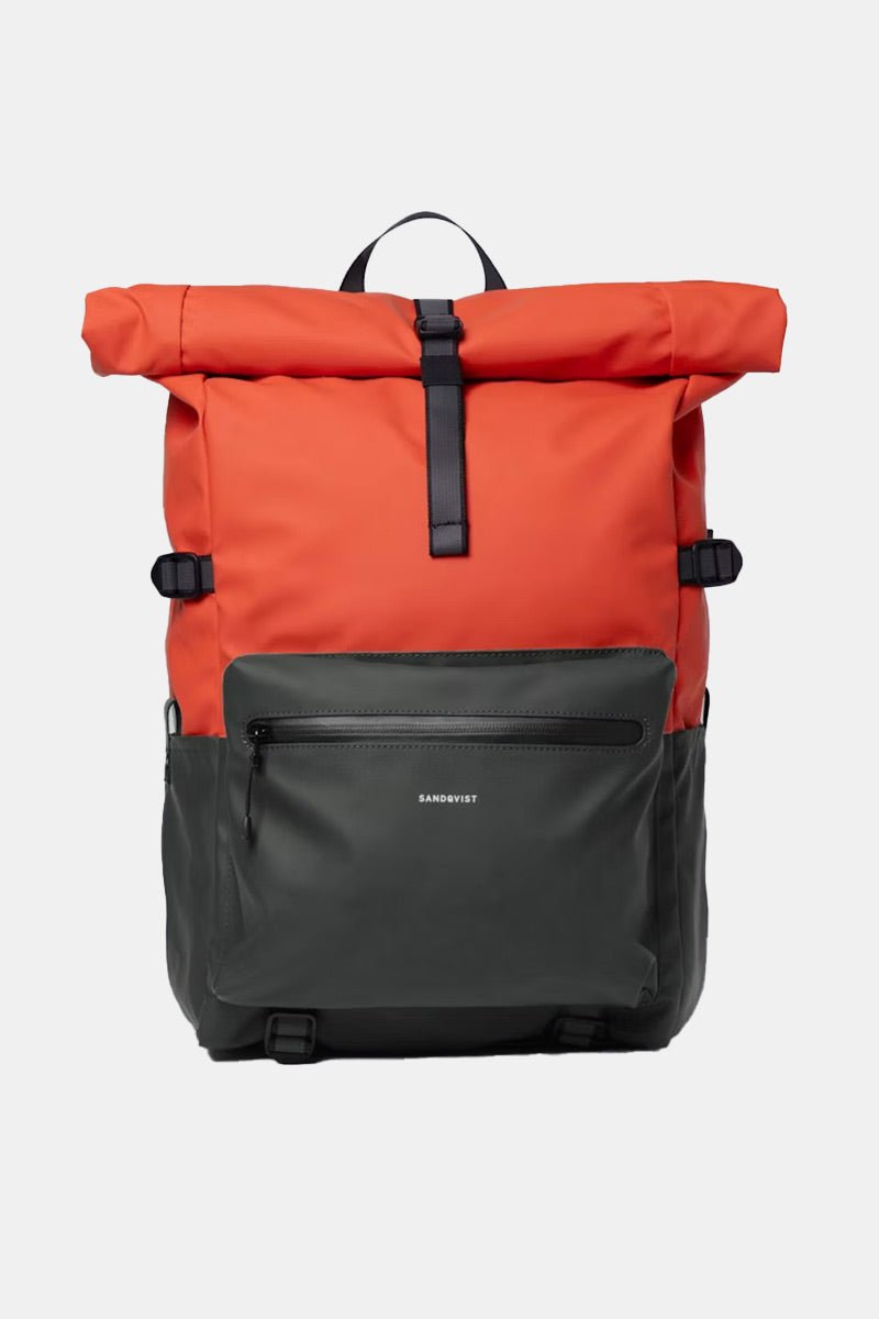 Sandqvist Ruben 2.0 Water - Resistant Rolltop Backpack (Multi Orange/Dark Green) | Bags