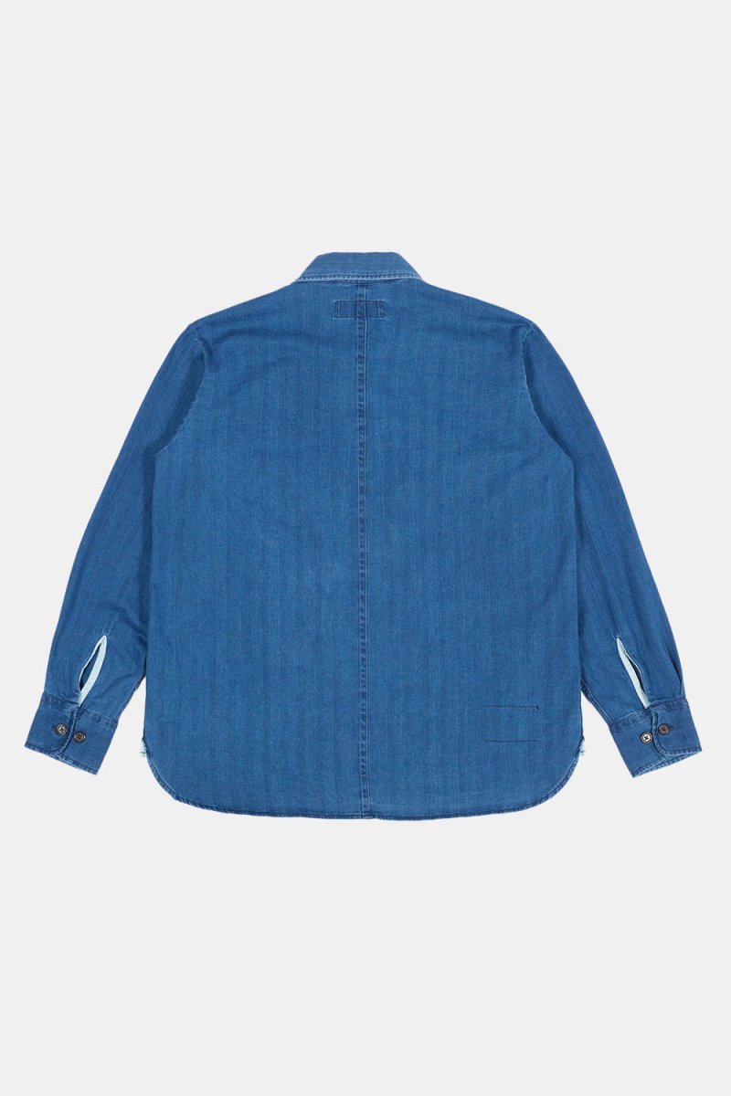 Universal Works Herringbone Denim Travail Shirt (Faded Indigo) | Shirts