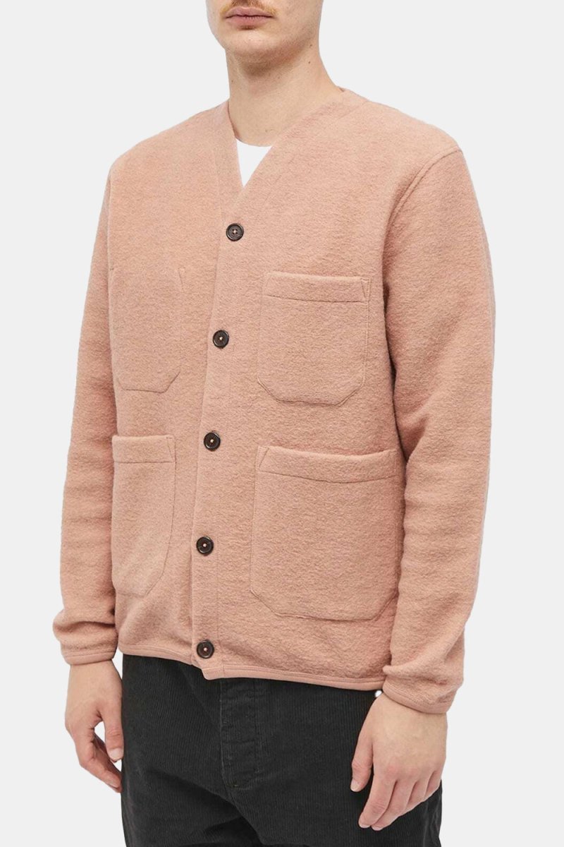 Universal Works Wool Fleece Cardigan (Pink) | Sweaters