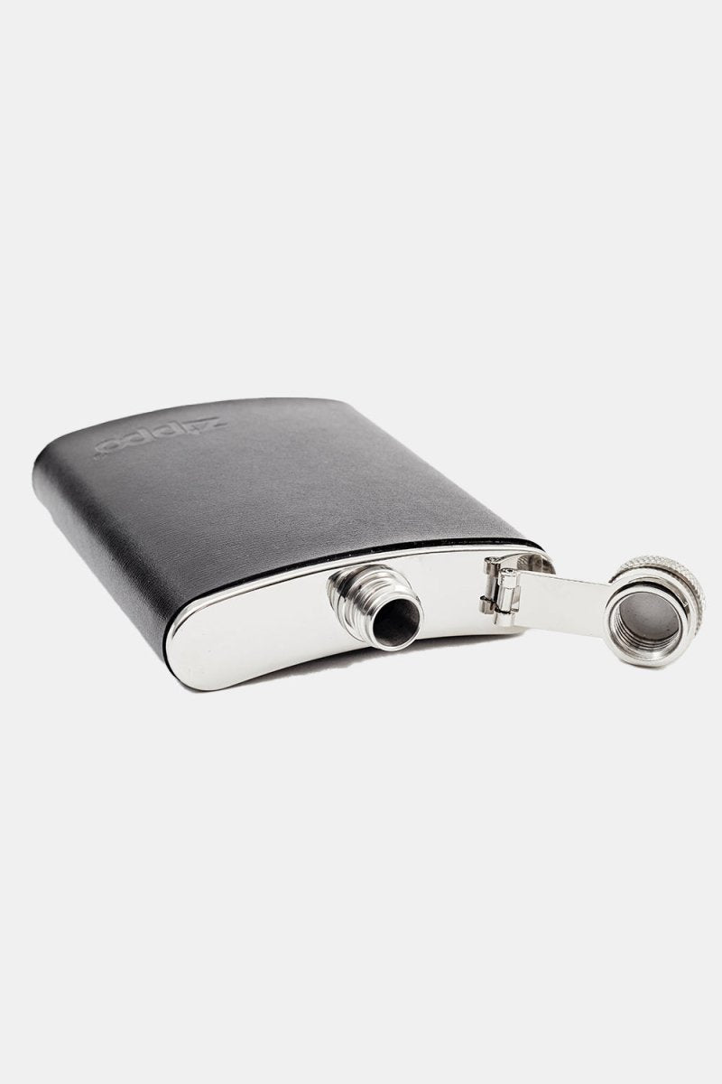 Zippo Hip Flask (Black Leather) | Accessories