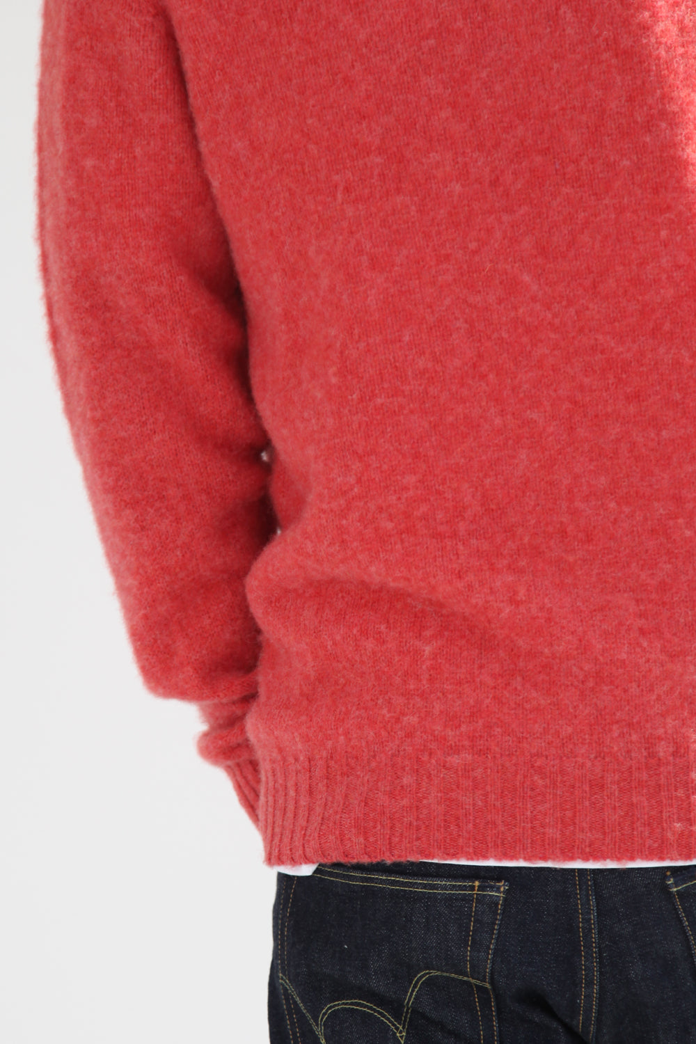 Super-Soft Double Brushed Crew Neck Knitted Jumper - Salmon | Number Six